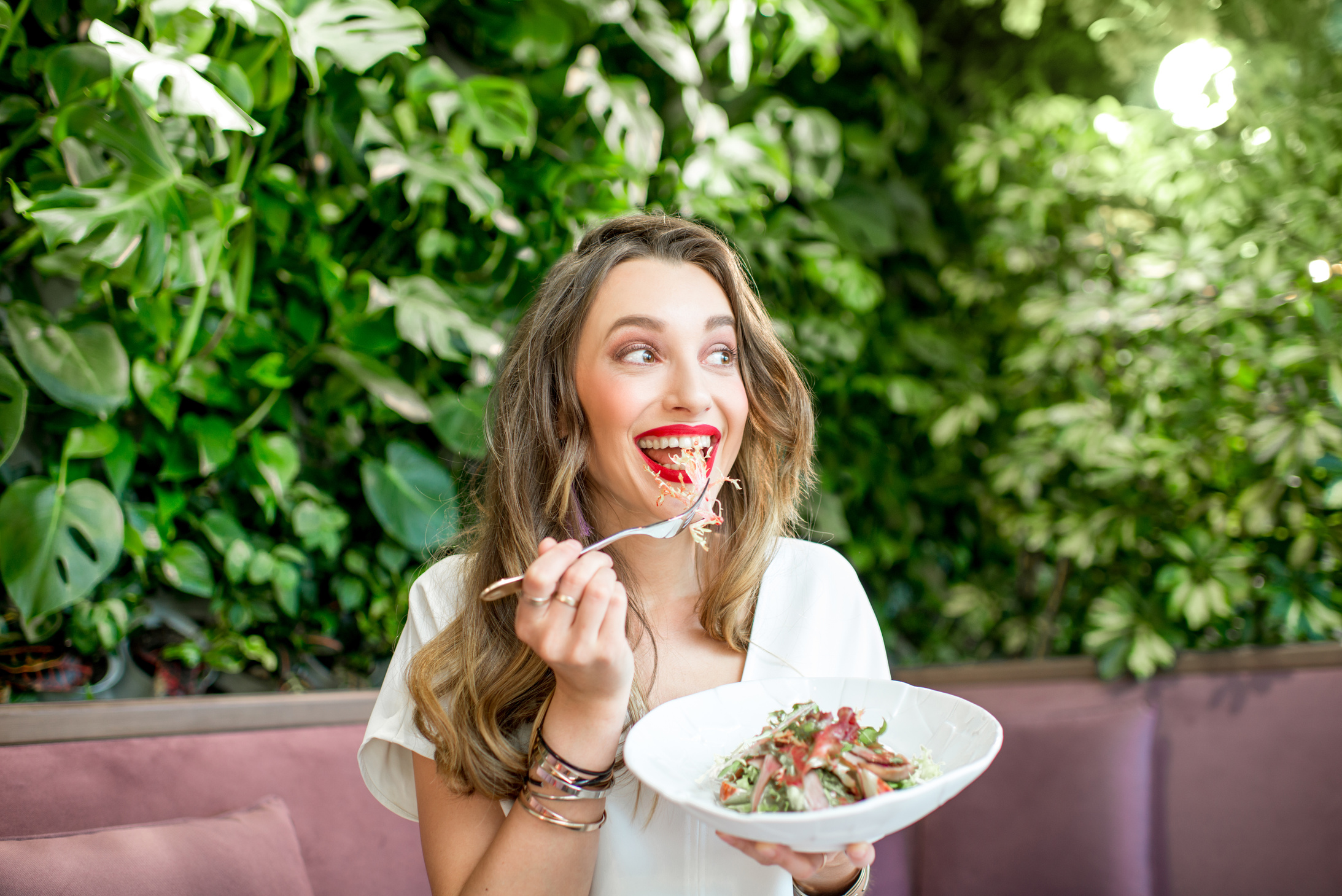 Woman Eating Salad 
